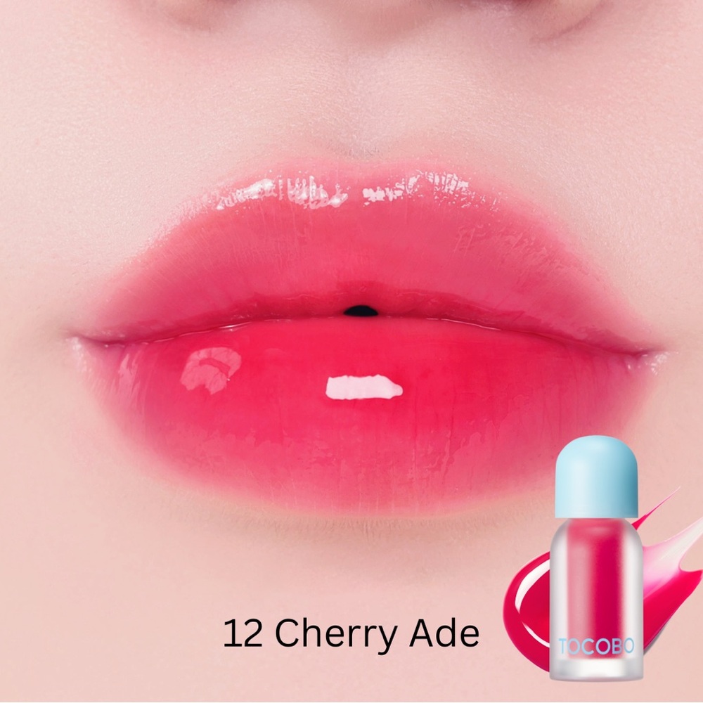 Tocobo 12 Cherry Ade Juicy Berry Plumping Lip Oil- vegan, mild minty, red pink